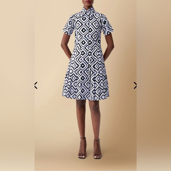 Eliza Christoph Dresses & Skirts - PENDO GEOMETRIC COTTON POPLIN
SHIRTDRESS IN LILAC